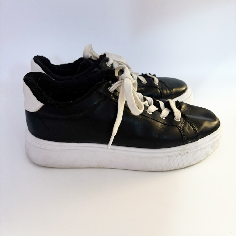 SCHUTZ Black Kristin - Sherpa Lined Platform Sneakers - Size 7